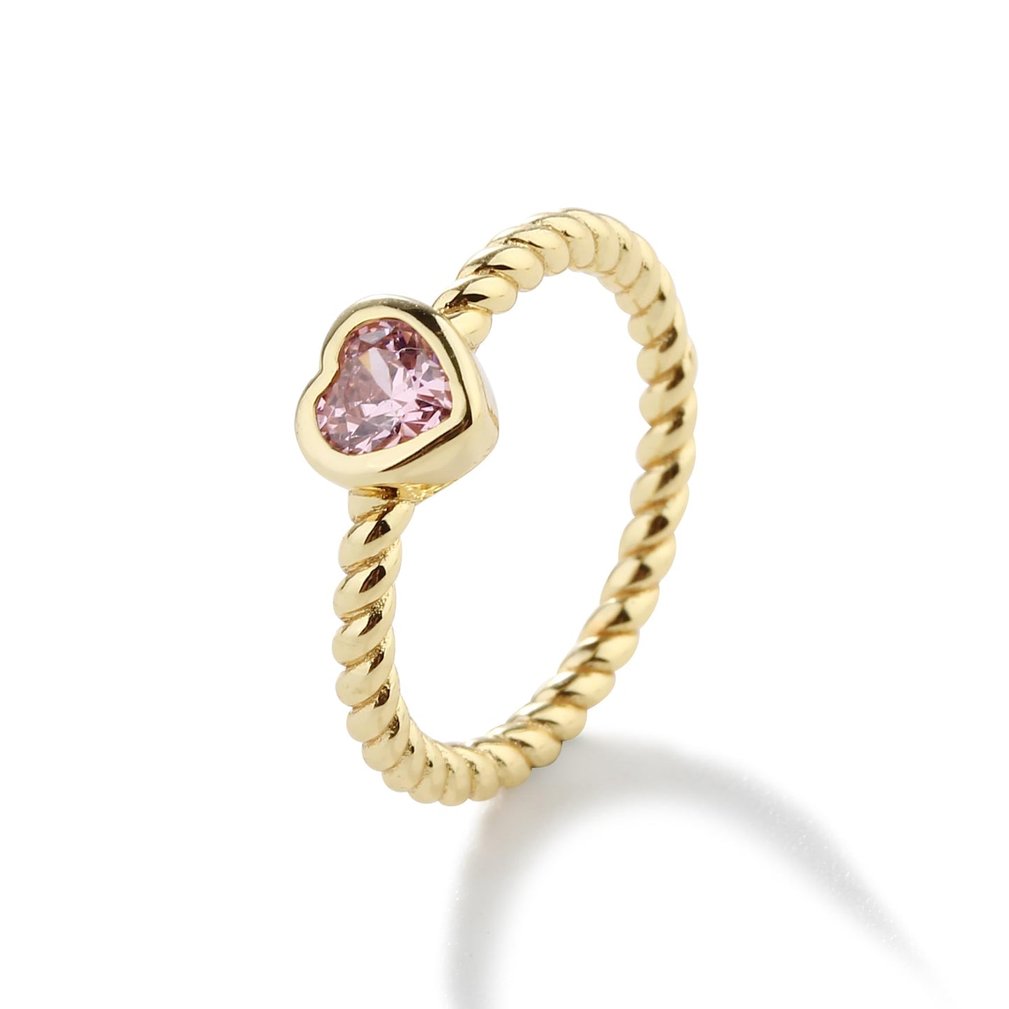 Bague pour bébé en forme de cœur rose