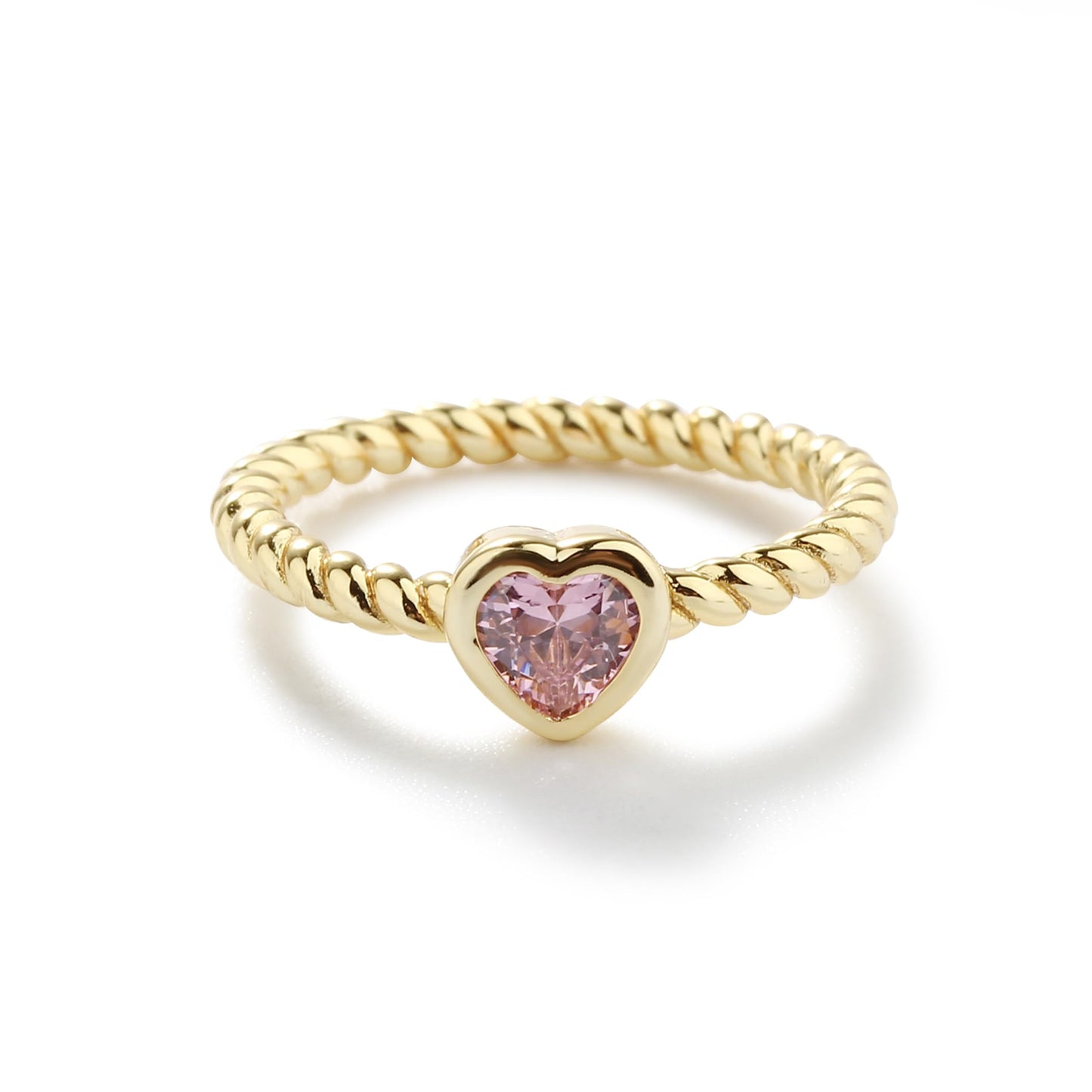 Bague pour bébé en forme de cœur rose