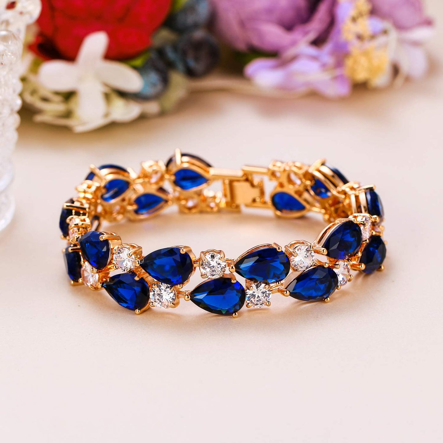 Pulsera azul de doble capa